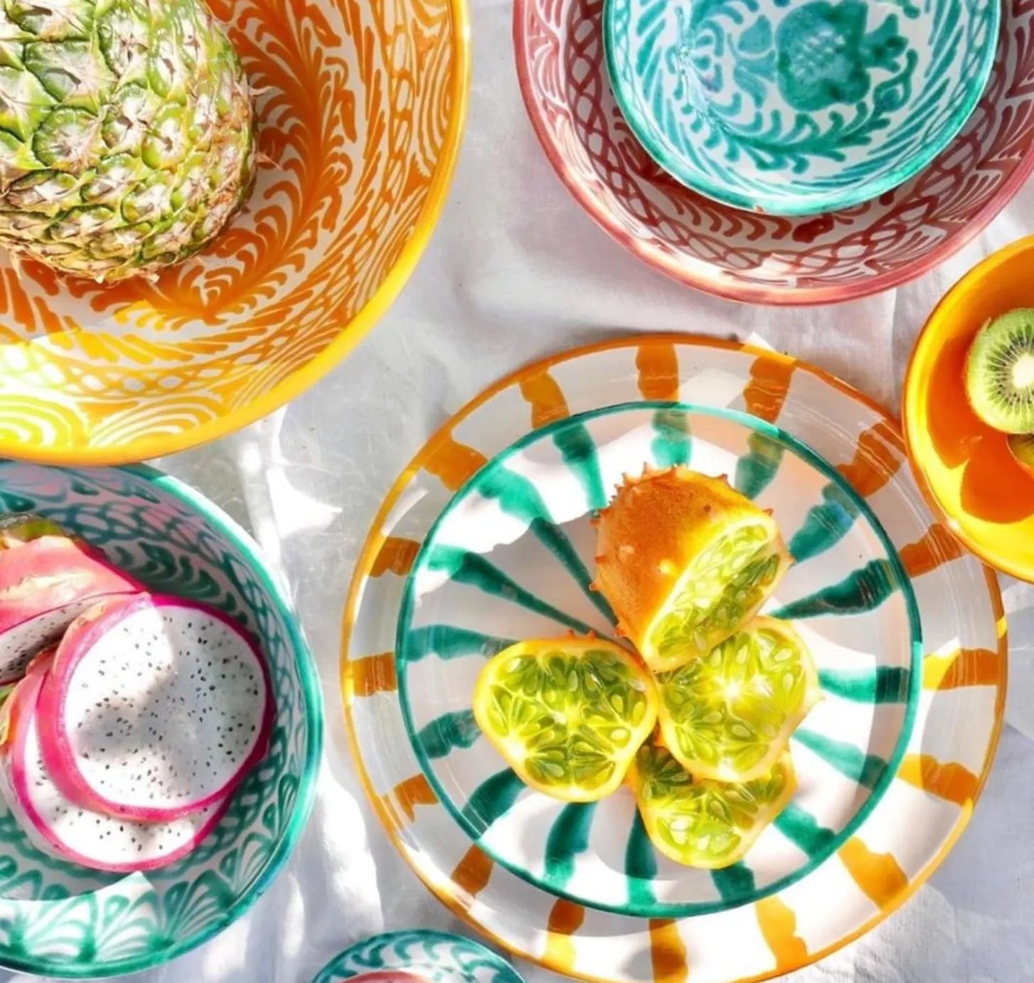 Salad plate with candy cane stripes