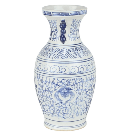 Double Happiness Vase with Geometric and Floral Motifs