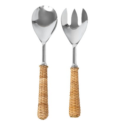 The Enchanted Home Wicker Salad Server Set in Basketweave Pattern