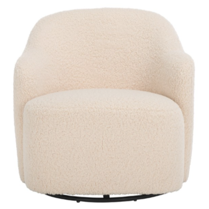 Theoden Swivel Barrel Accent Chair in Off-White