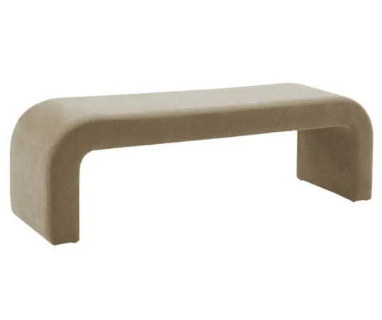 Safavieh Caralynn Upholstered Bench in Light Brown with Rounded Corners