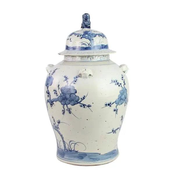 The Enchanted Home Ginger Jar in Blue/White with Floral Design