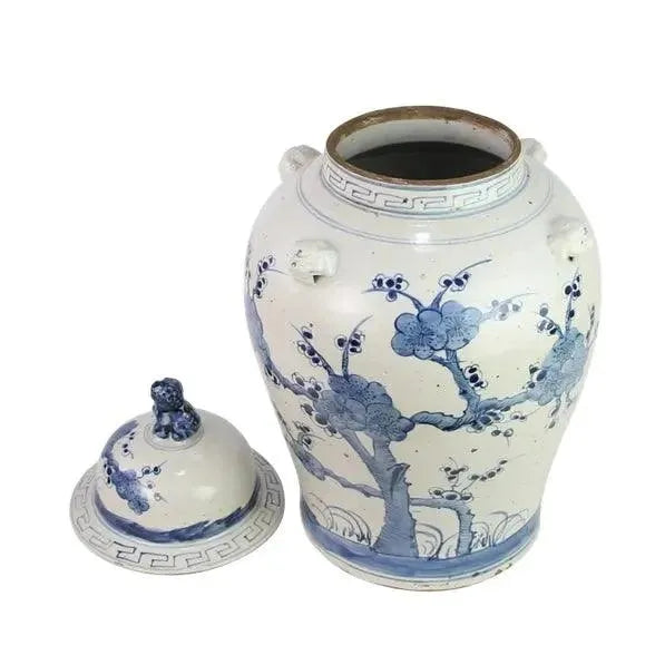 The Enchanted Home Ginger Jar in Blue/White with Floral Design