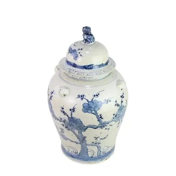 The Enchanted Home Ginger Jar in Blue/White with Floral Design