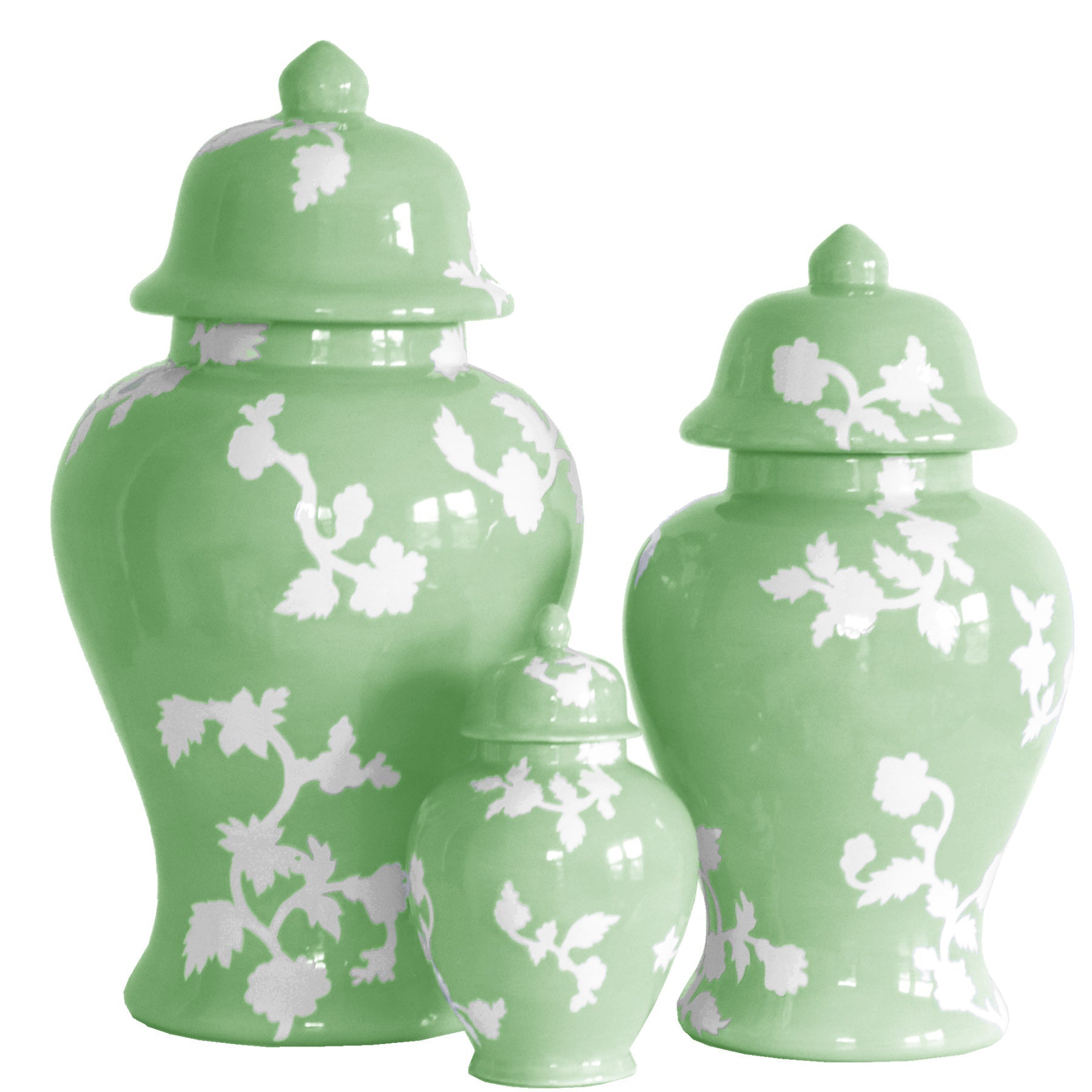 Chinoiserie Dreams Ginger Jars in Cabbage Patch Green