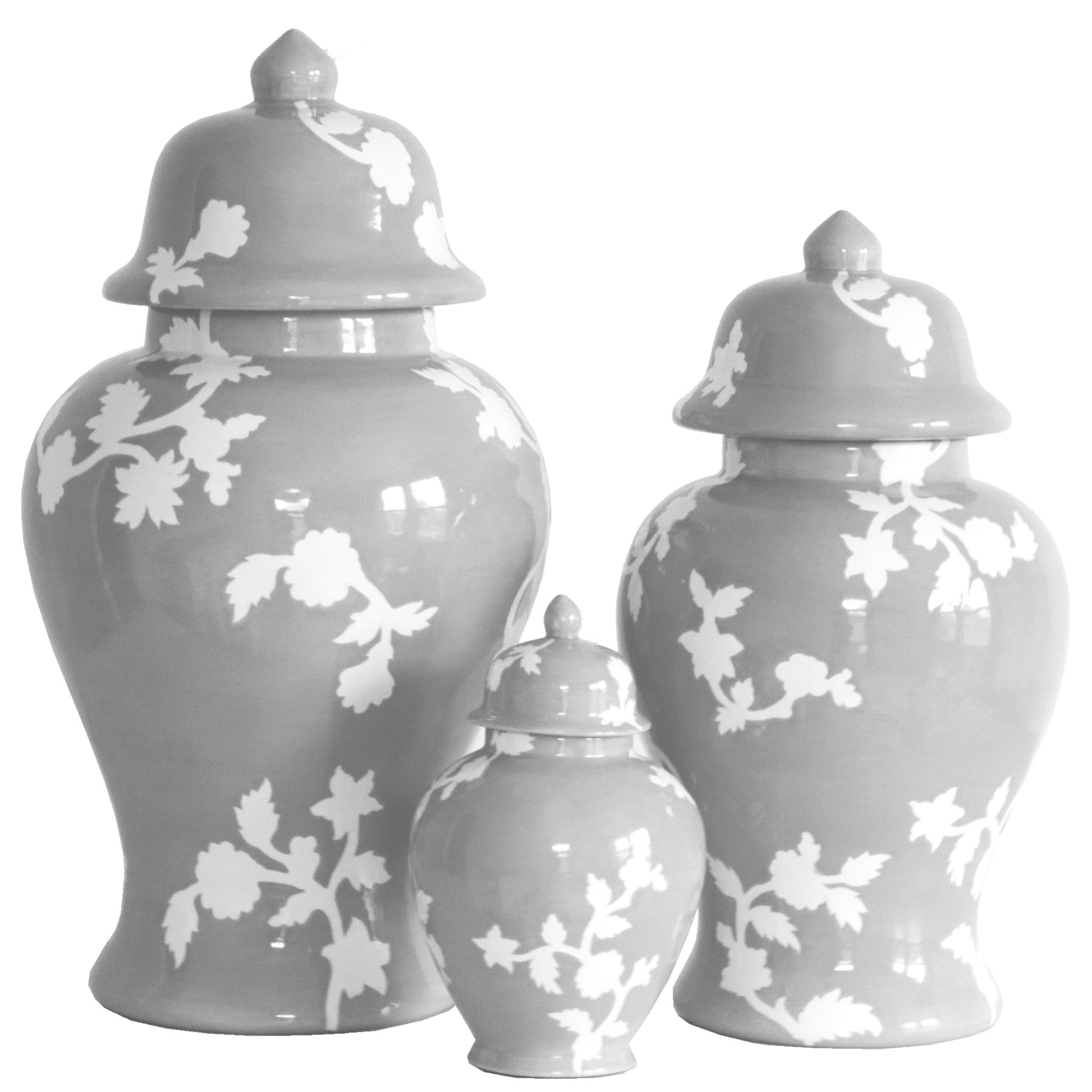 Chinoiserie Dreams Ginger Jars in Light Gray