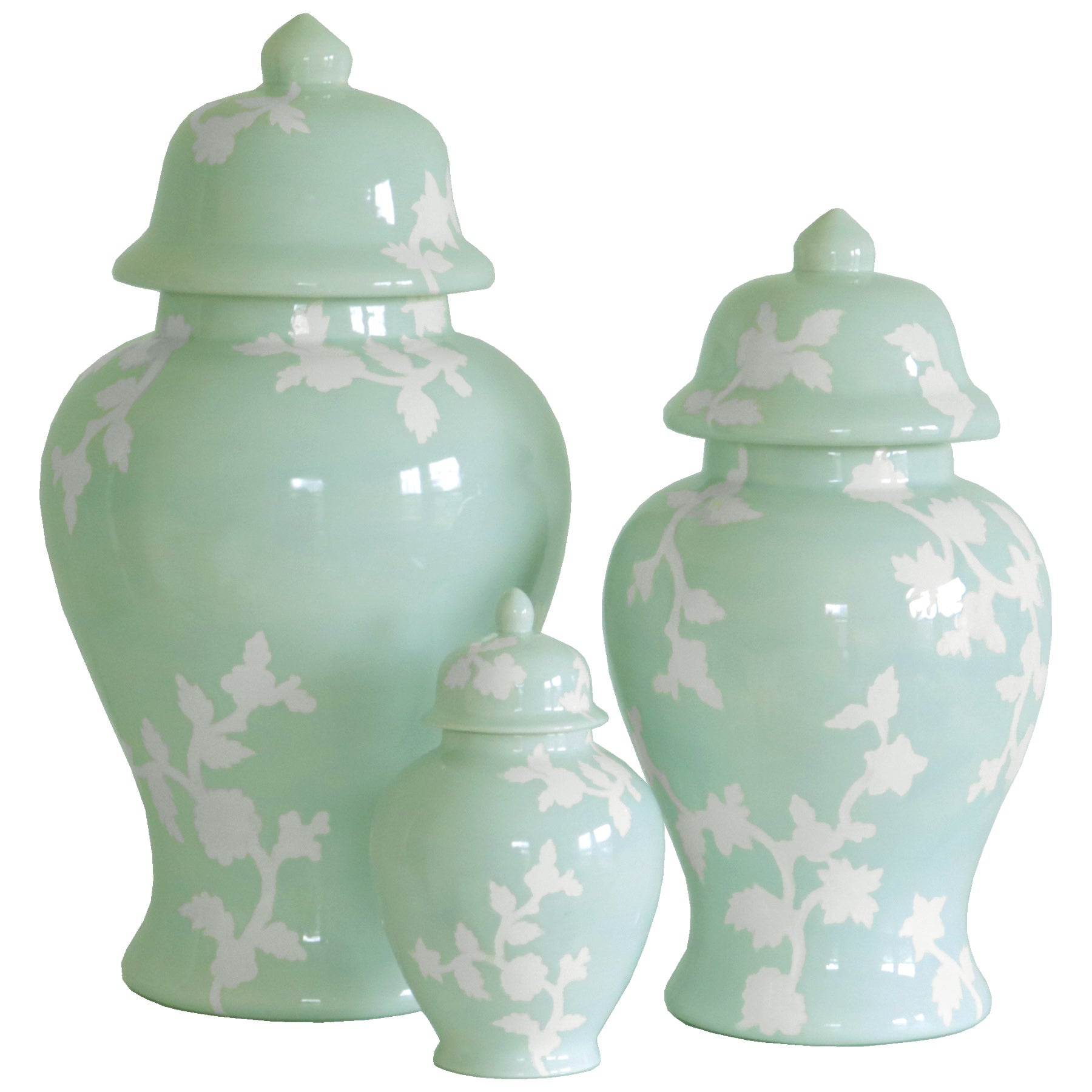 Chinoiserie Dreams Ginger Jars in Sea Glass