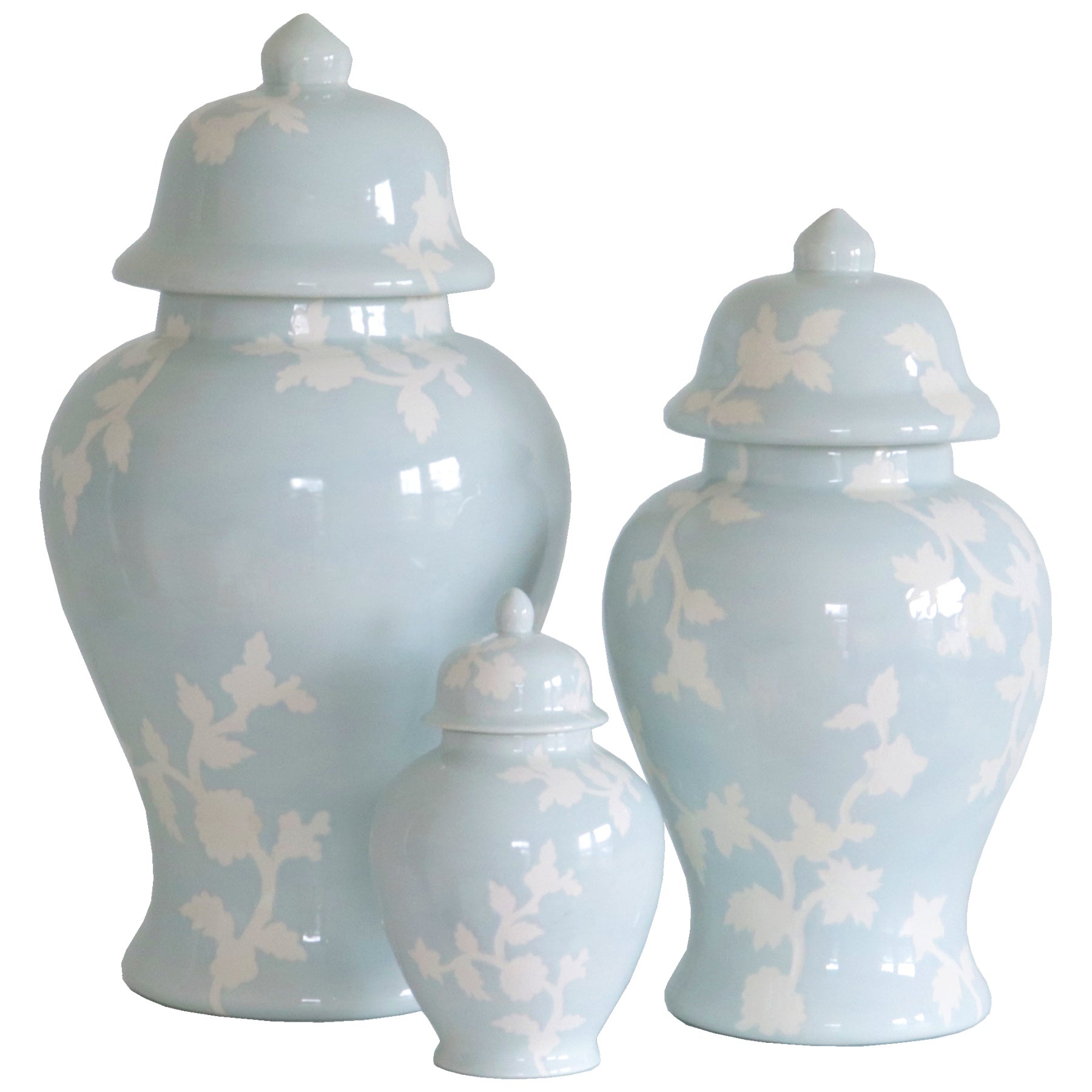 Chinoiserie Dreams Ginger Jars in Hydrangea Light Blue