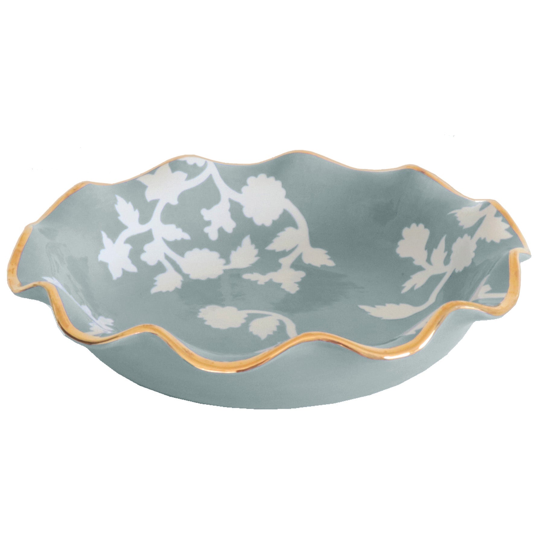 Chinoiserie Dreams Scalloped Bowls with 22K Gold Accent