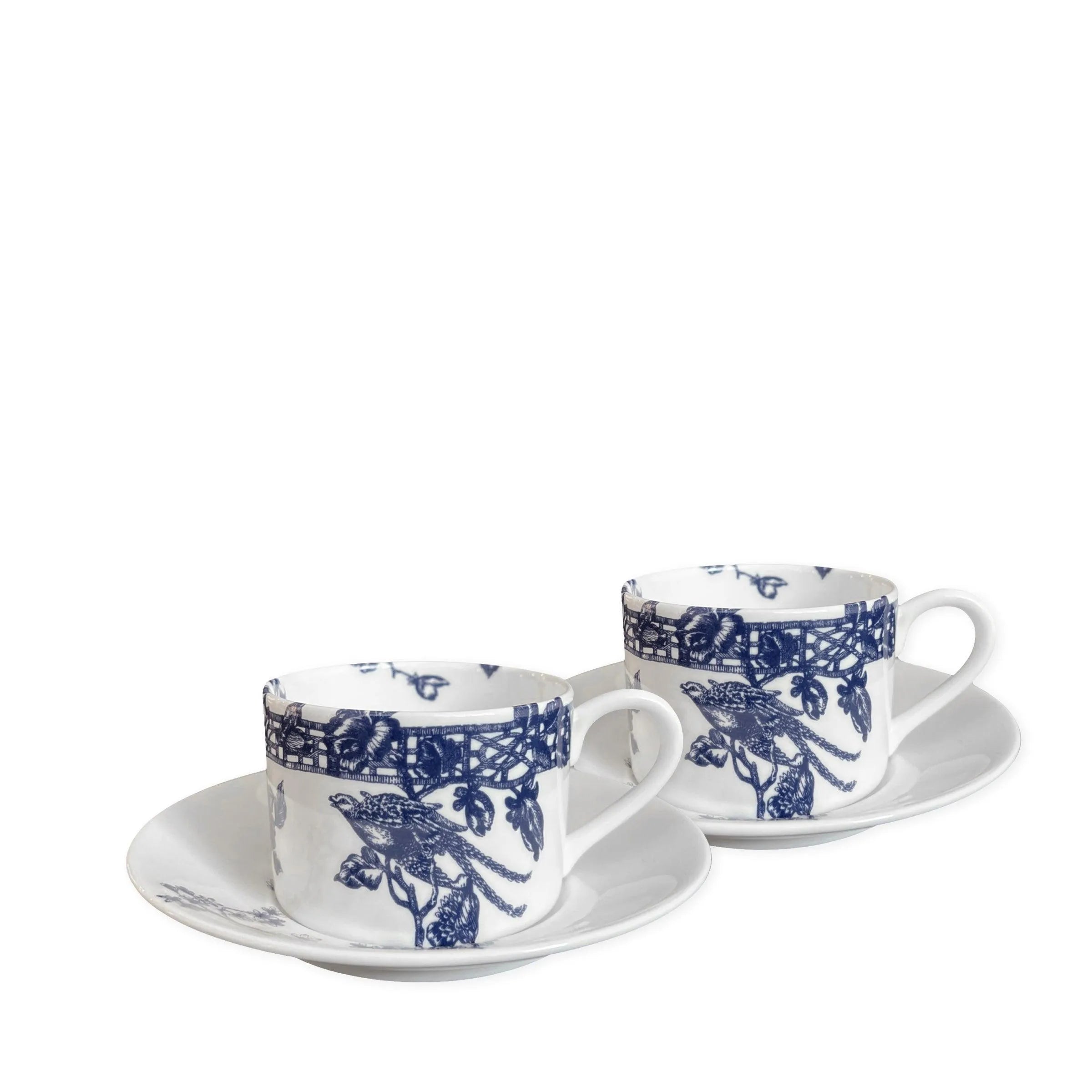 Caskata Wholesale Chinoiserie Toile Cups & Saucers, Set of 2