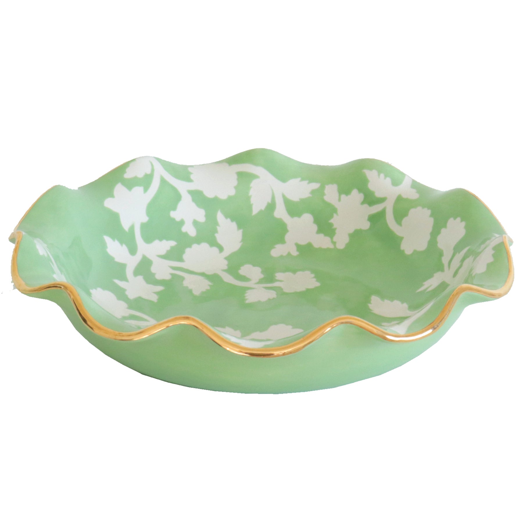 Chinoiserie Dreams Scalloped Bowls with 22K Gold Accent