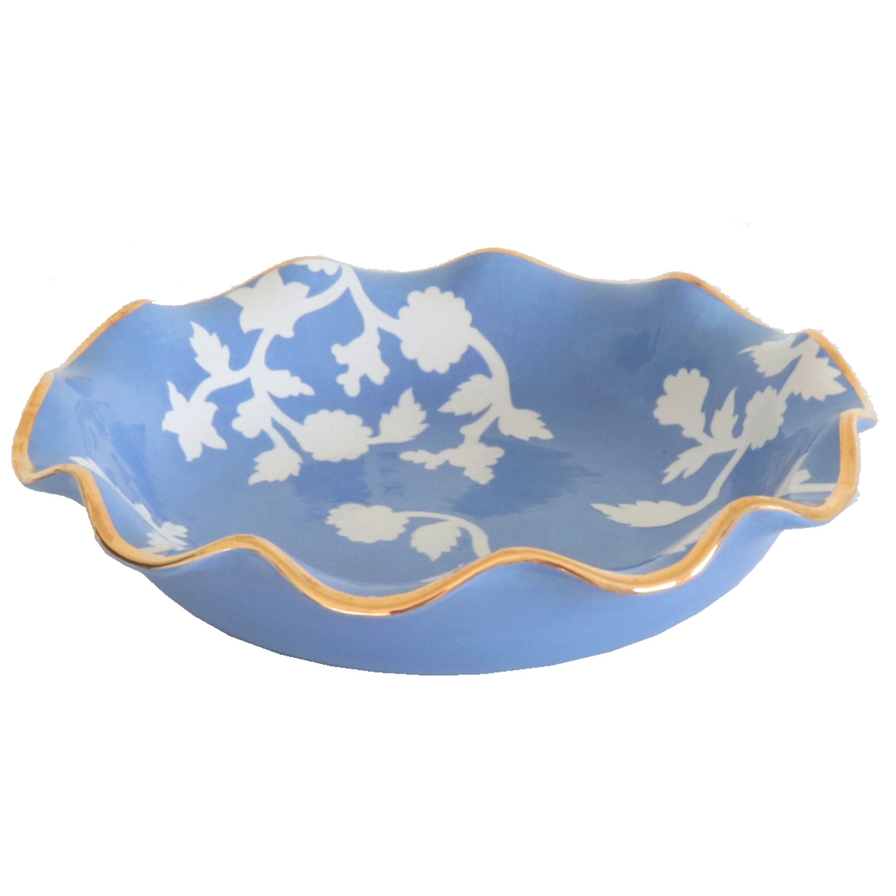 Chinoiserie Dreams Scalloped Bowls with 22K Gold Accent