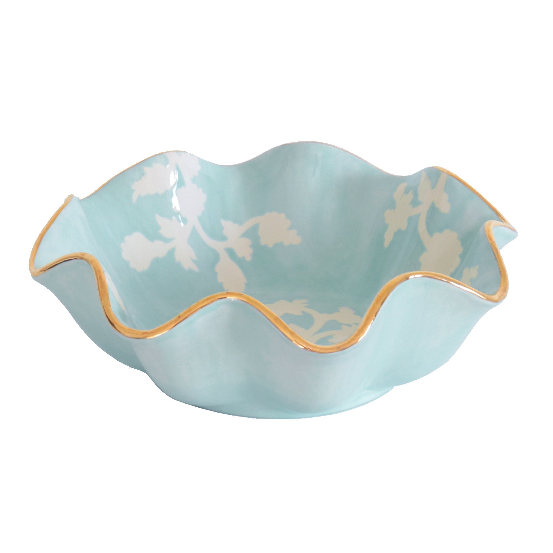 Chinoiserie Dreams Scalloped Bowls with 22K Gold Accent