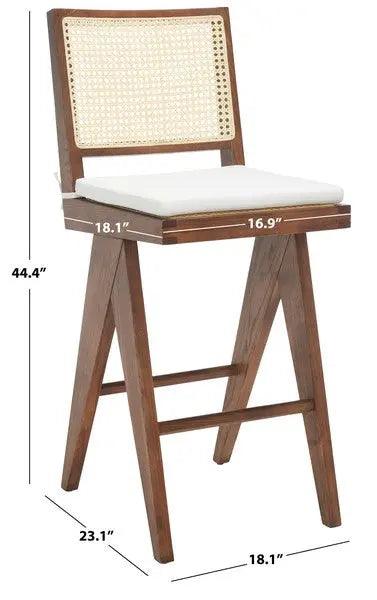 Safavieh Colette Walnut-Natural Rattan Barstool