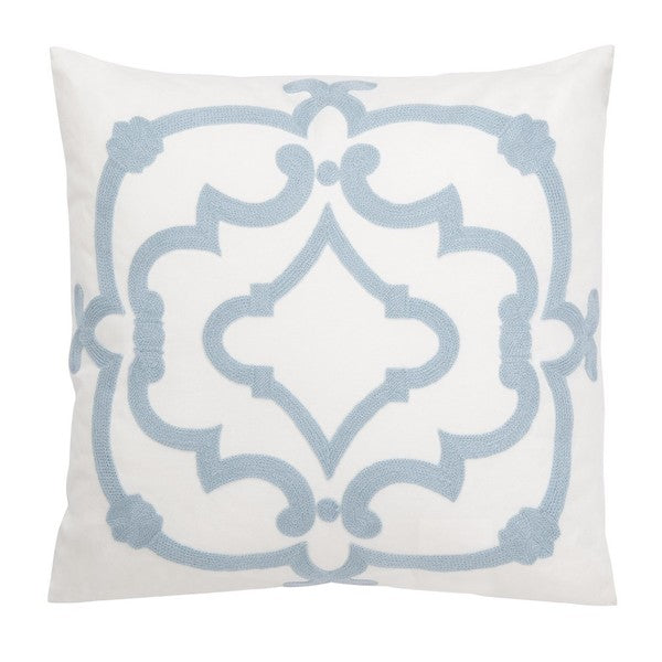 Safavieh Daciana Pillow in White/Blue with Curve Swirl Pattern