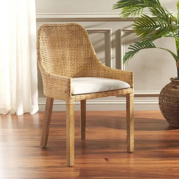 Altha Rattan Dining Chair in Dessert Brown with Cushion