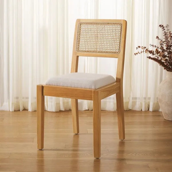 Suzetta Rattan Dining Chair in Natural/White with Cushion