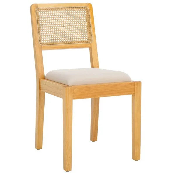 Suzetta Rattan Dining Chair in Natural/White with Cushion