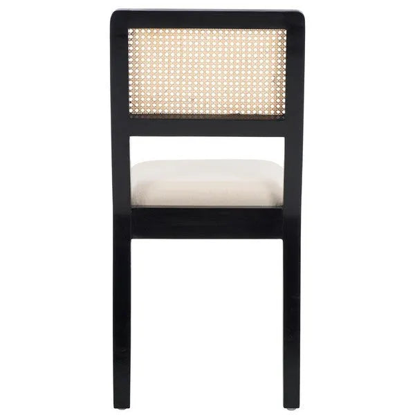 Suzetta Rattan Dining Chair in Black/White with Cushion