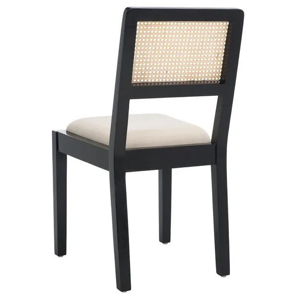 Suzetta Rattan Dining Chair in Black/White with Cushion