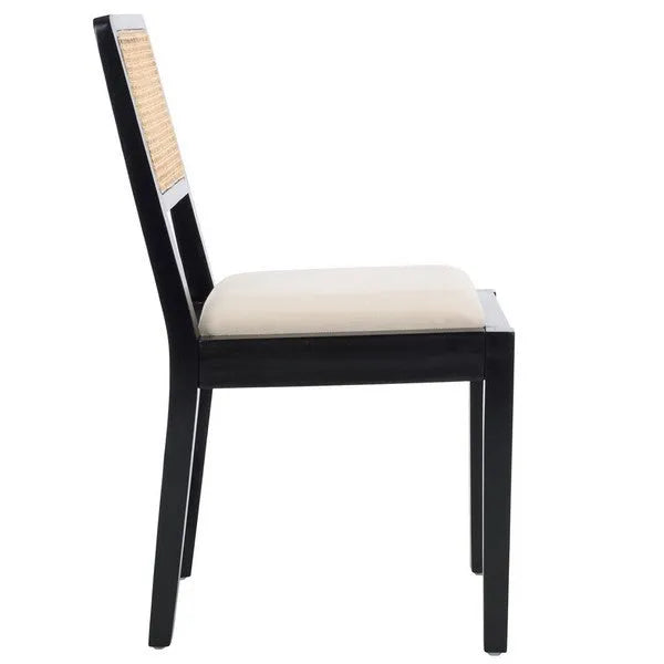 Suzetta Rattan Dining Chair in Black/White with Cushion