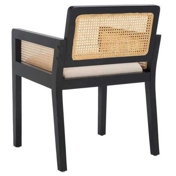 Patrina Rattan Armed Dining Chair in Black with Cushion