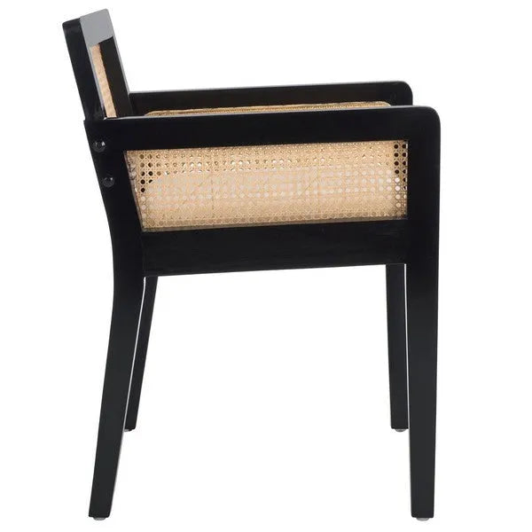 Patrina Rattan Armed Dining Chair in Black with Cushion