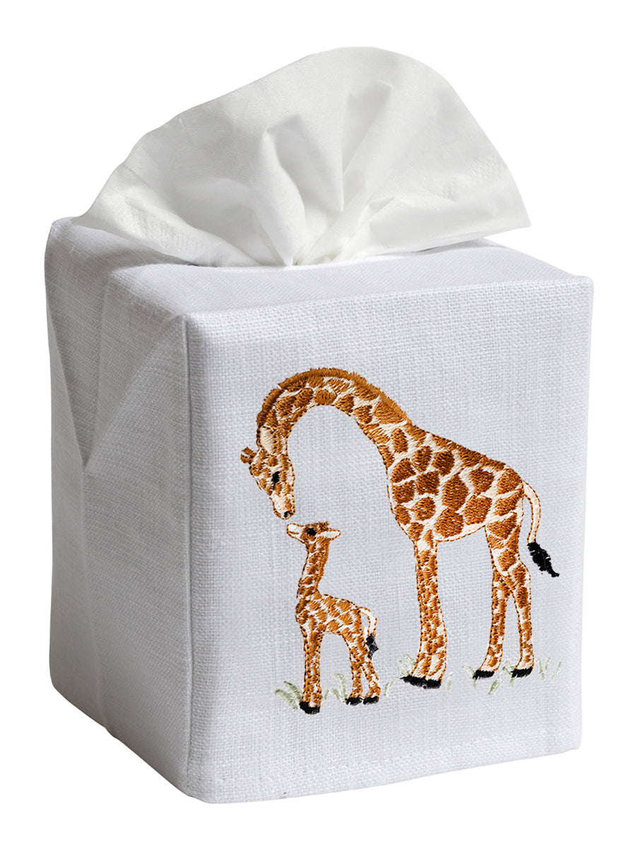 Tissue Box Cover, Giraffe & Baby (Beige)