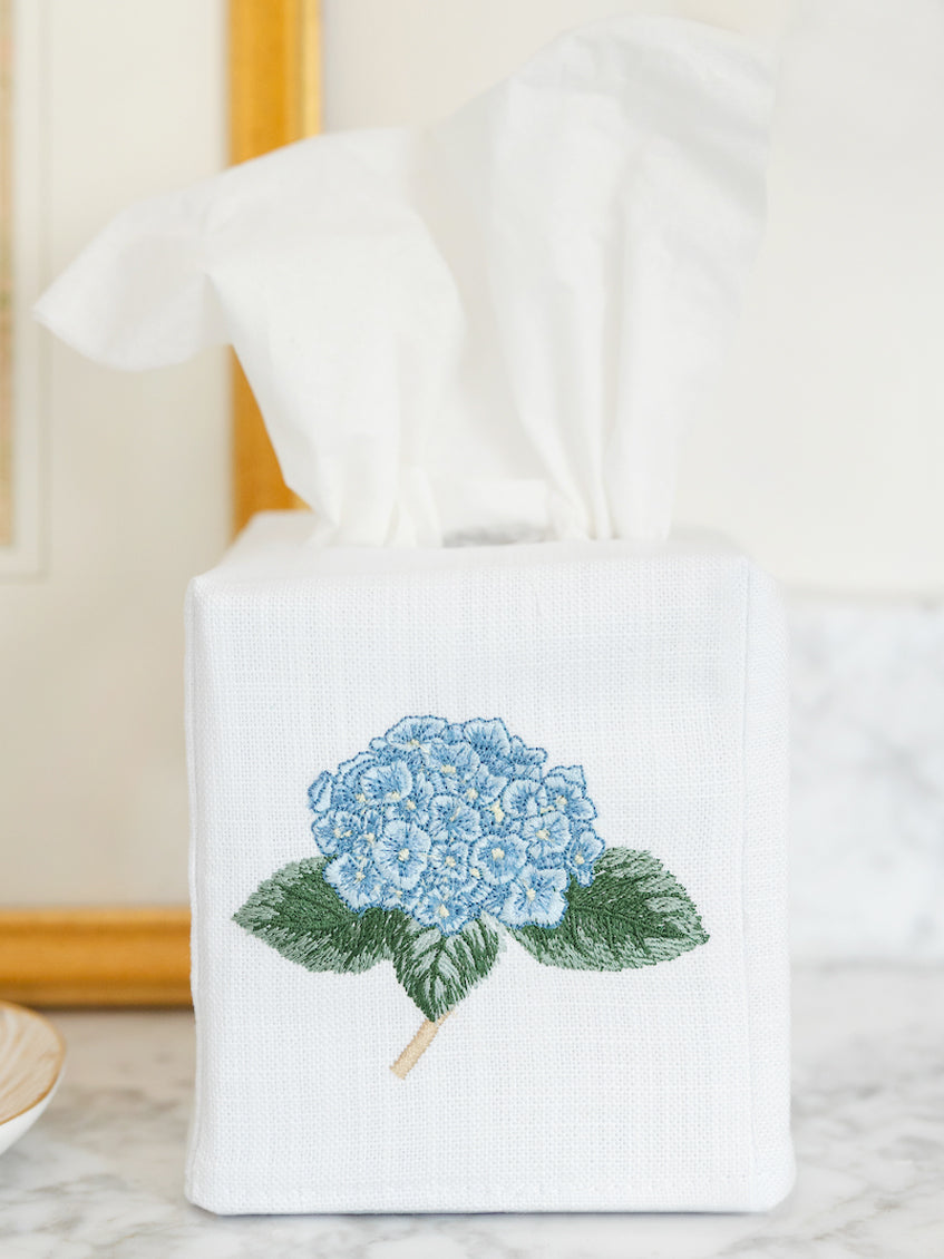 Tissue Box Cover, Hydrangea Too (Light Blue)