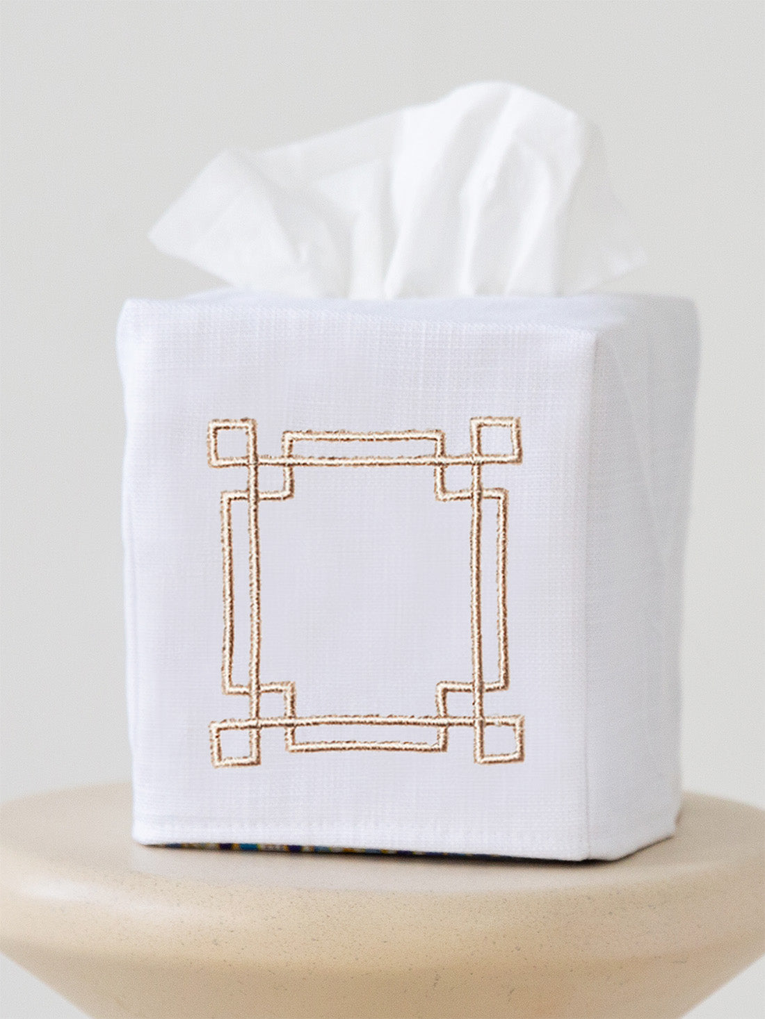 Tissue Box Cover, Greek Key (Beige)