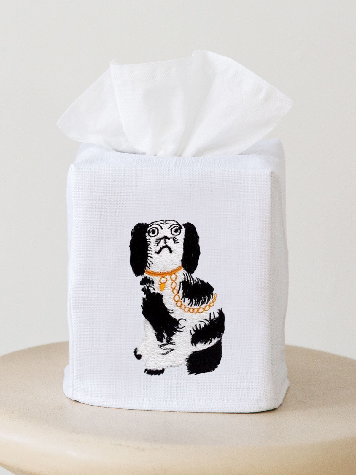 Tissue Box Cover, Staffordshire Dog (Black/White)