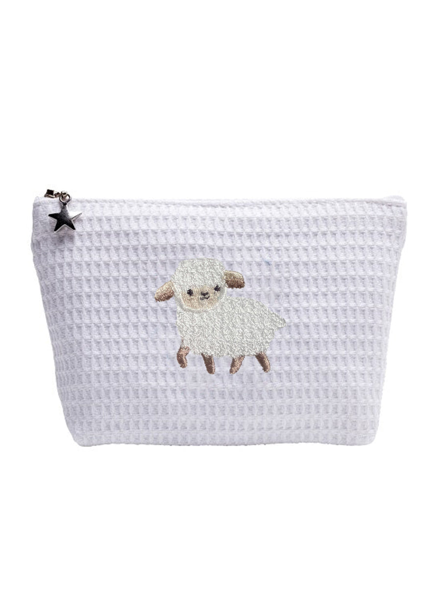 Cosmetic Bag (Small), Waffle Weave, Lamb