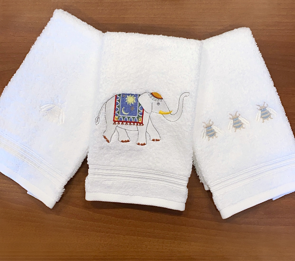 Guest Towel, Terry, Charming Elephant (Blue)