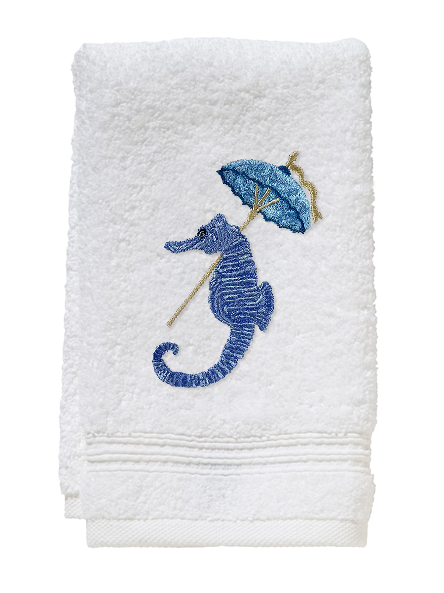 Guest Towel, Terry, Seahorse Umbrella