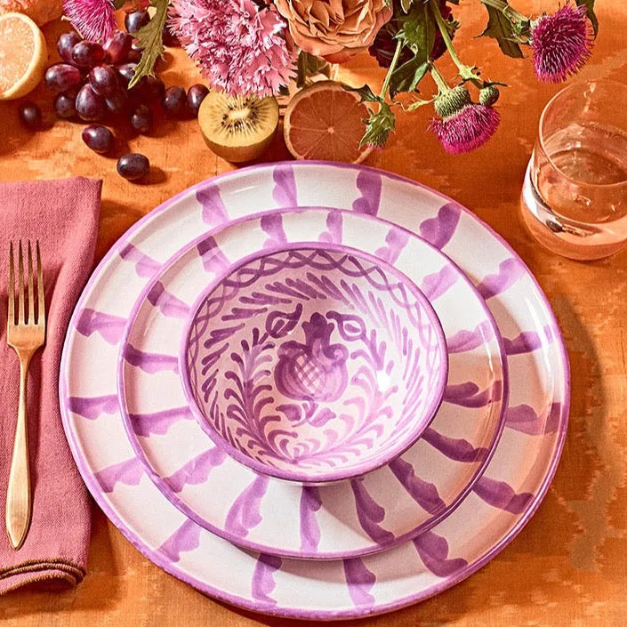 Dinner plate with candy cane stripes