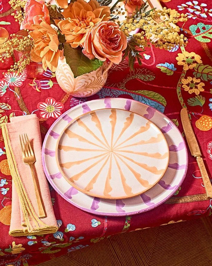 Salad plate with candy cane stripes