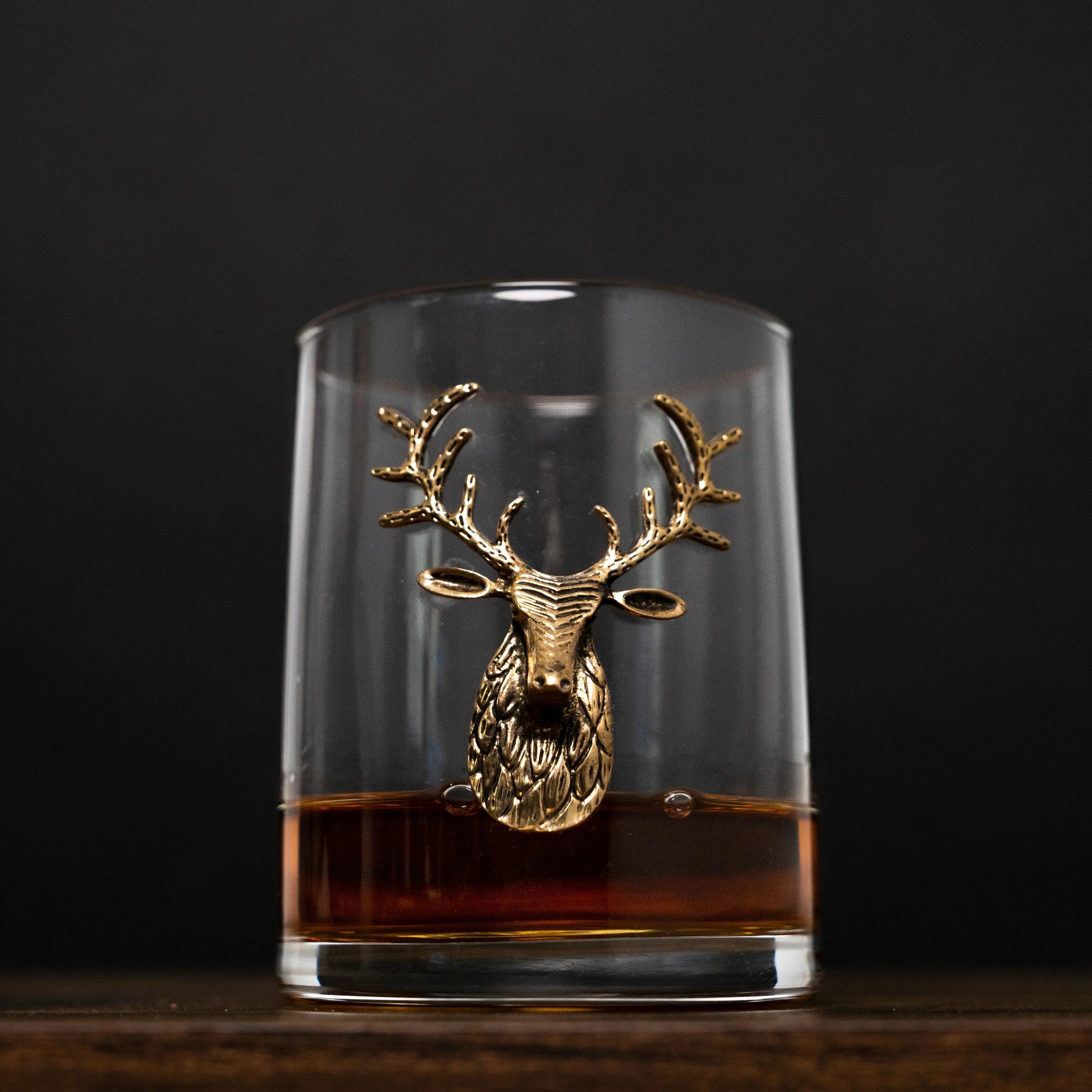 Gold Stag Deer Whiskey Glasses