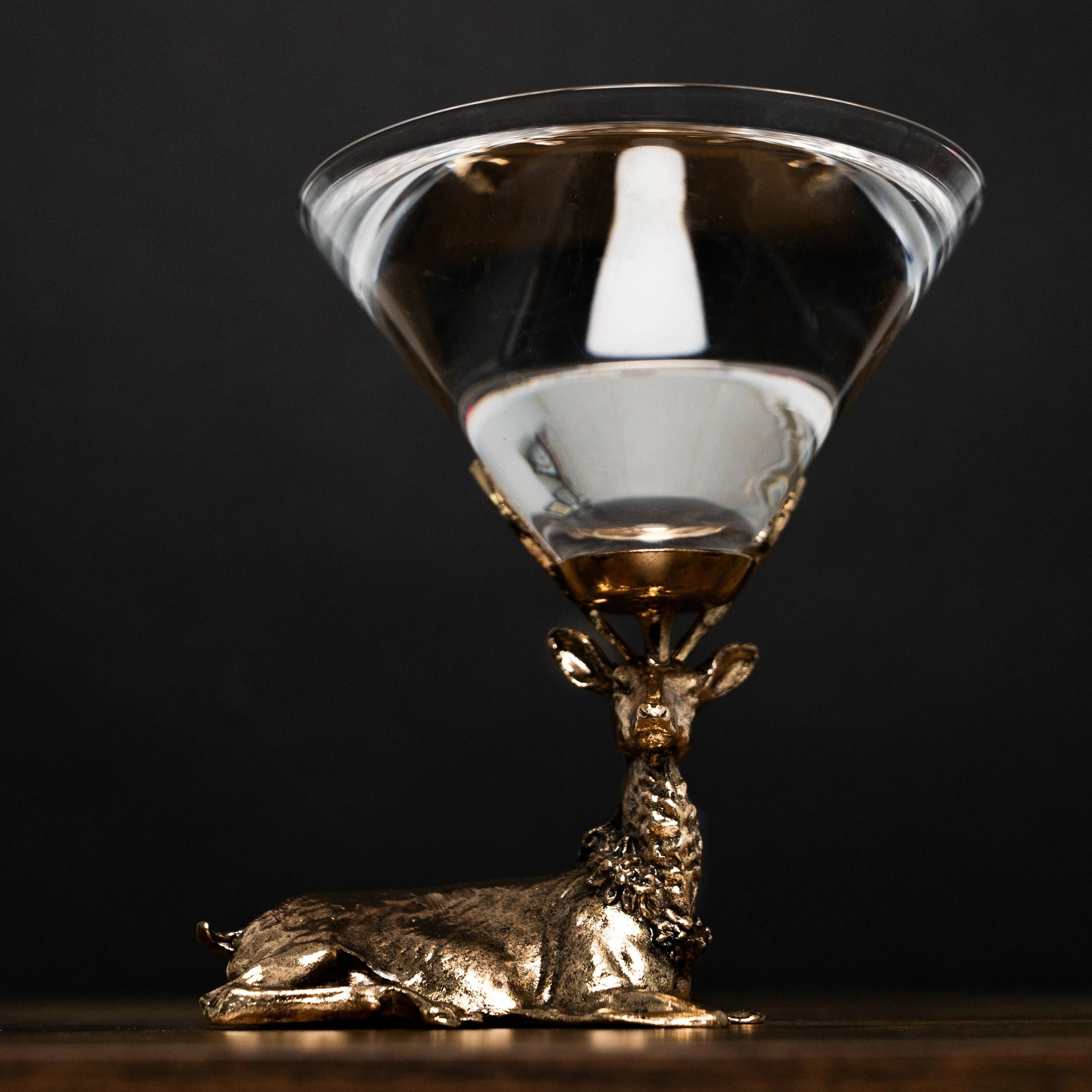 Gold Stag Deer Martini Glasses