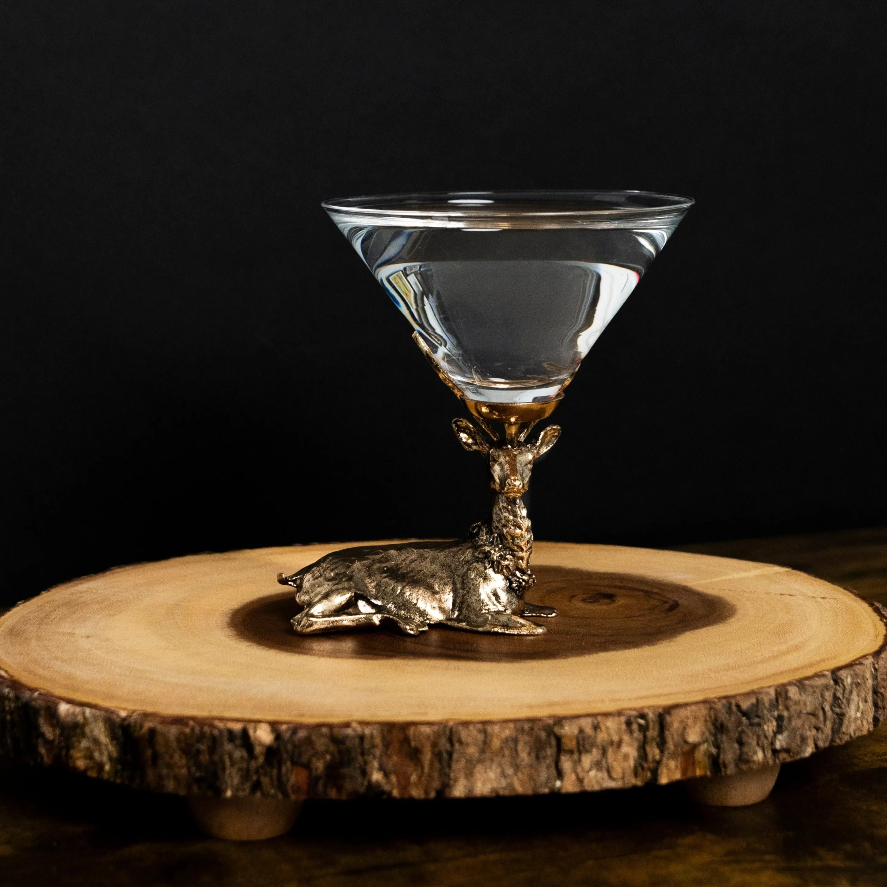 Gold Stag Deer Martini Glasses