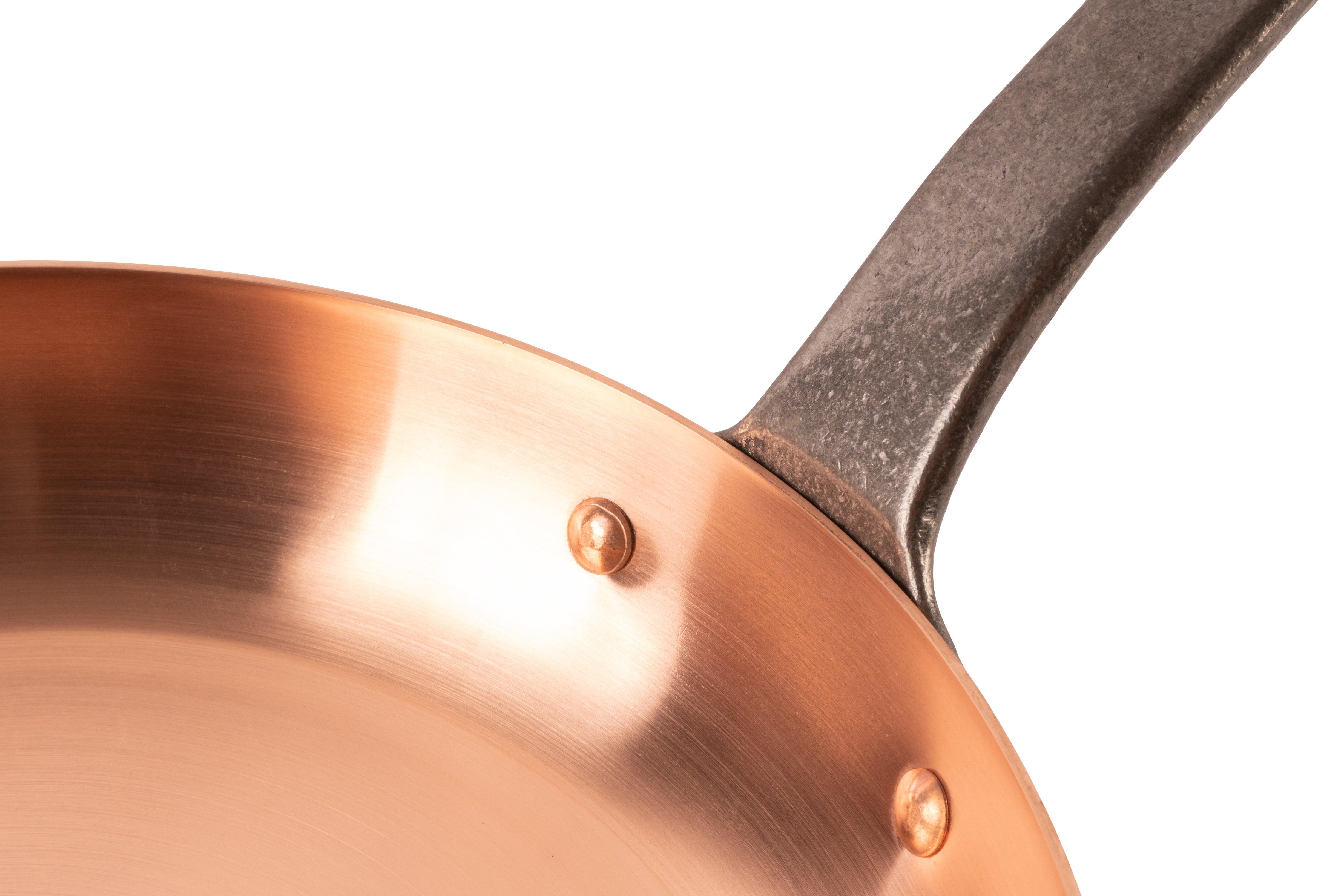 Pure copper frying pan without coating, Ø 11 in