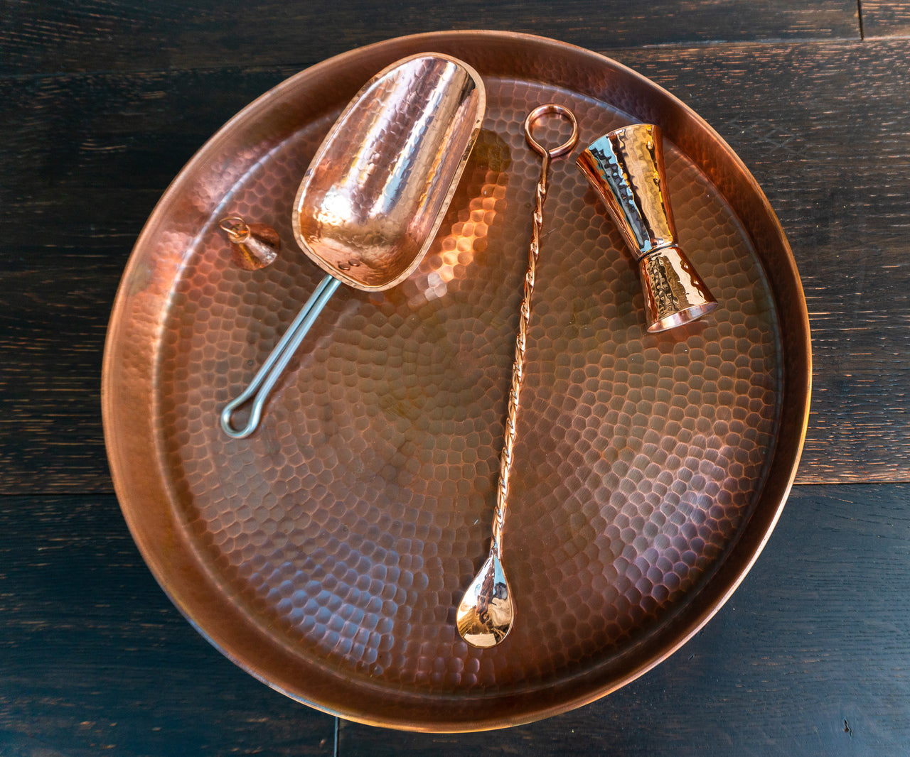 The Oyster Copper Bar Cart Tray