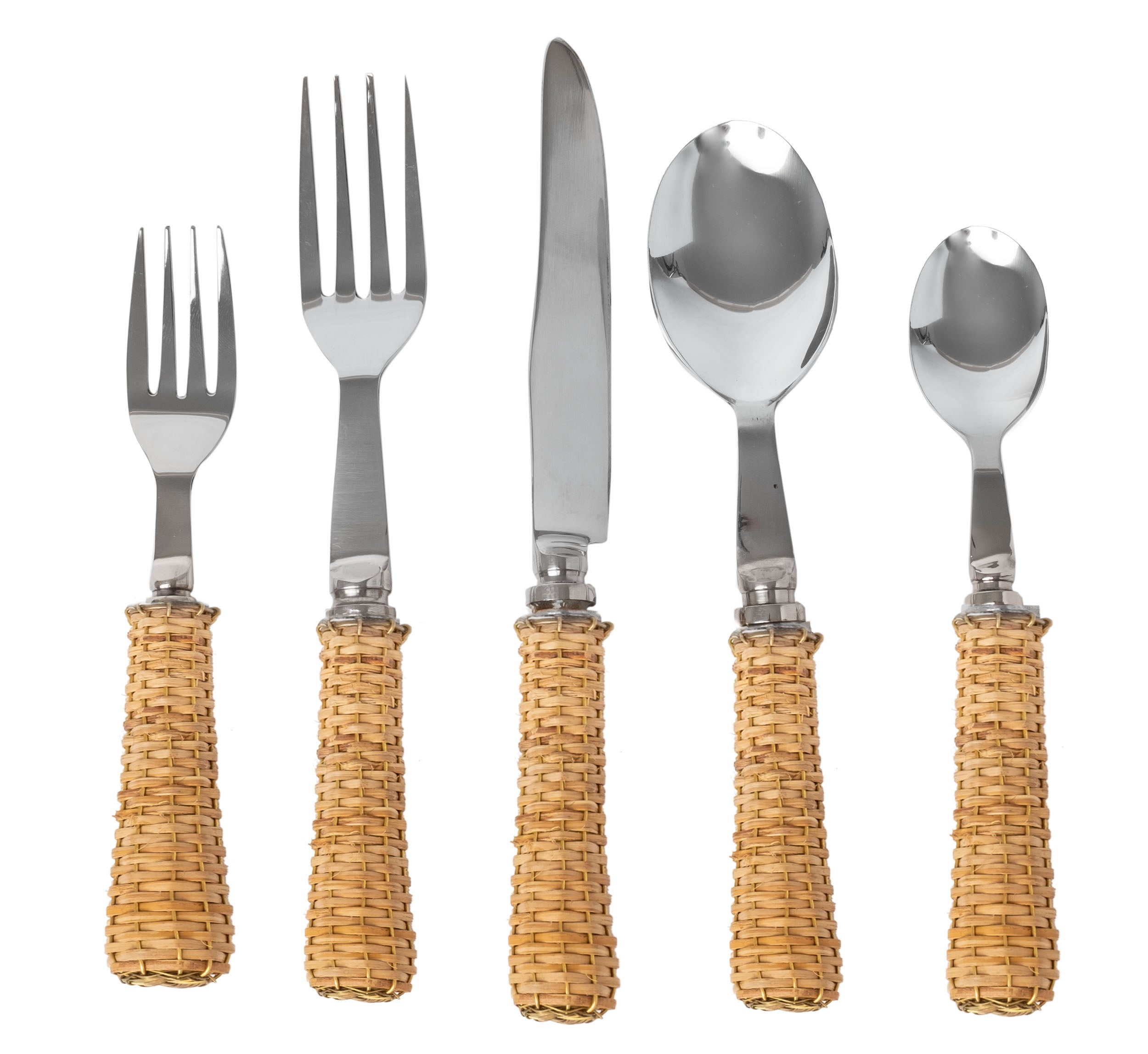 Basketweave Five Piece Flatware Set