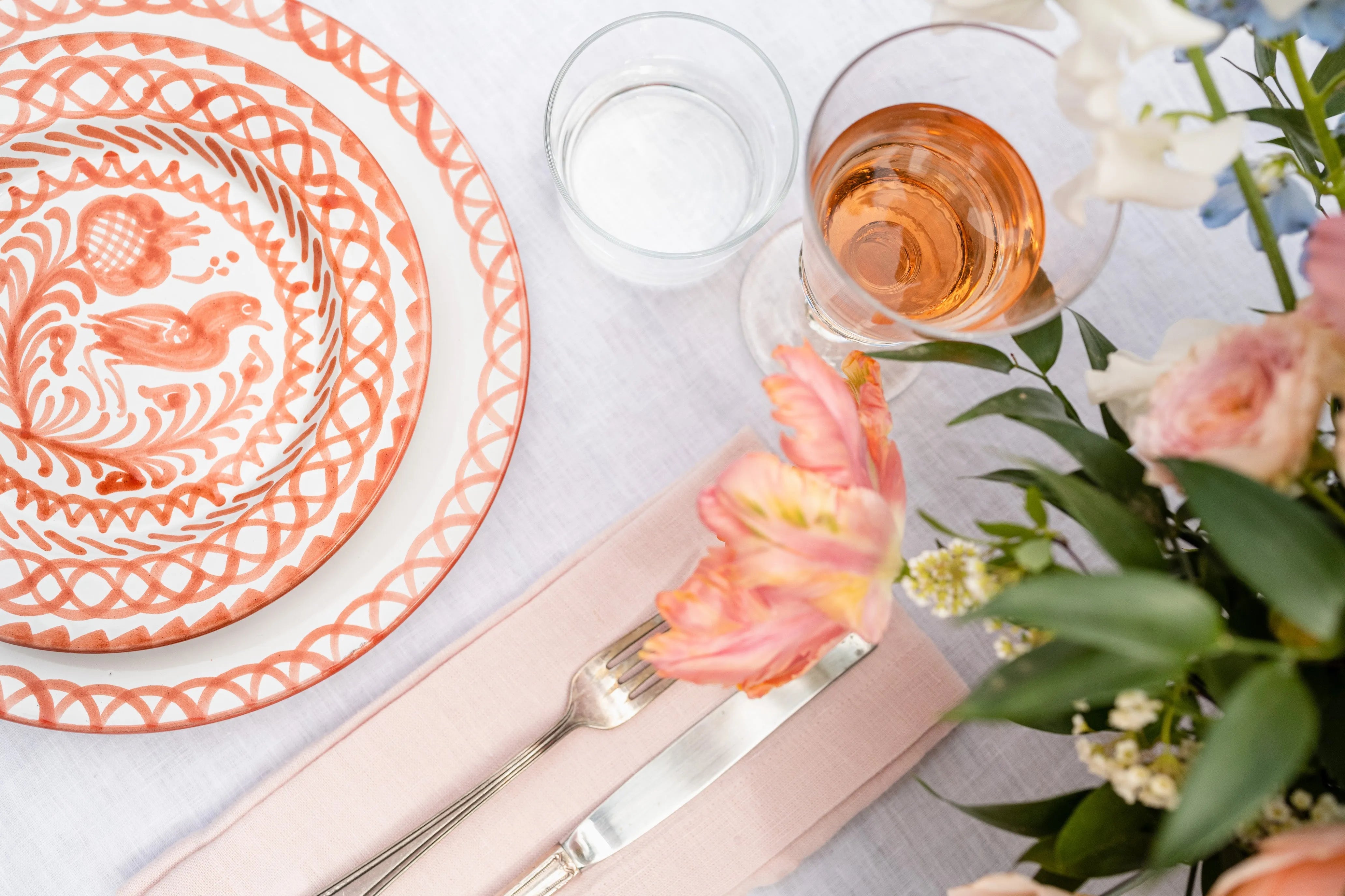 Salad plate with hand painted designs