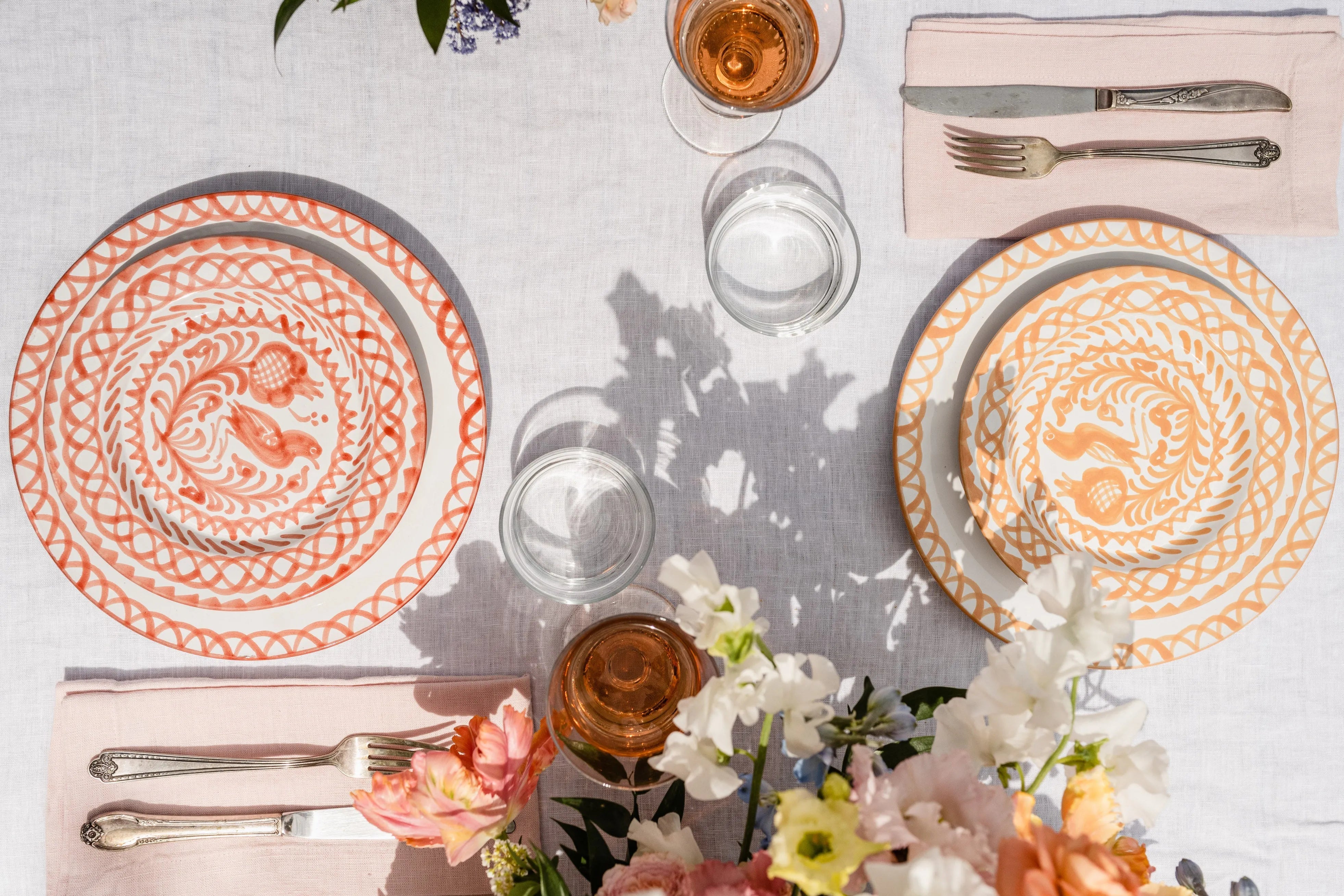 Salad plate with hand painted designs