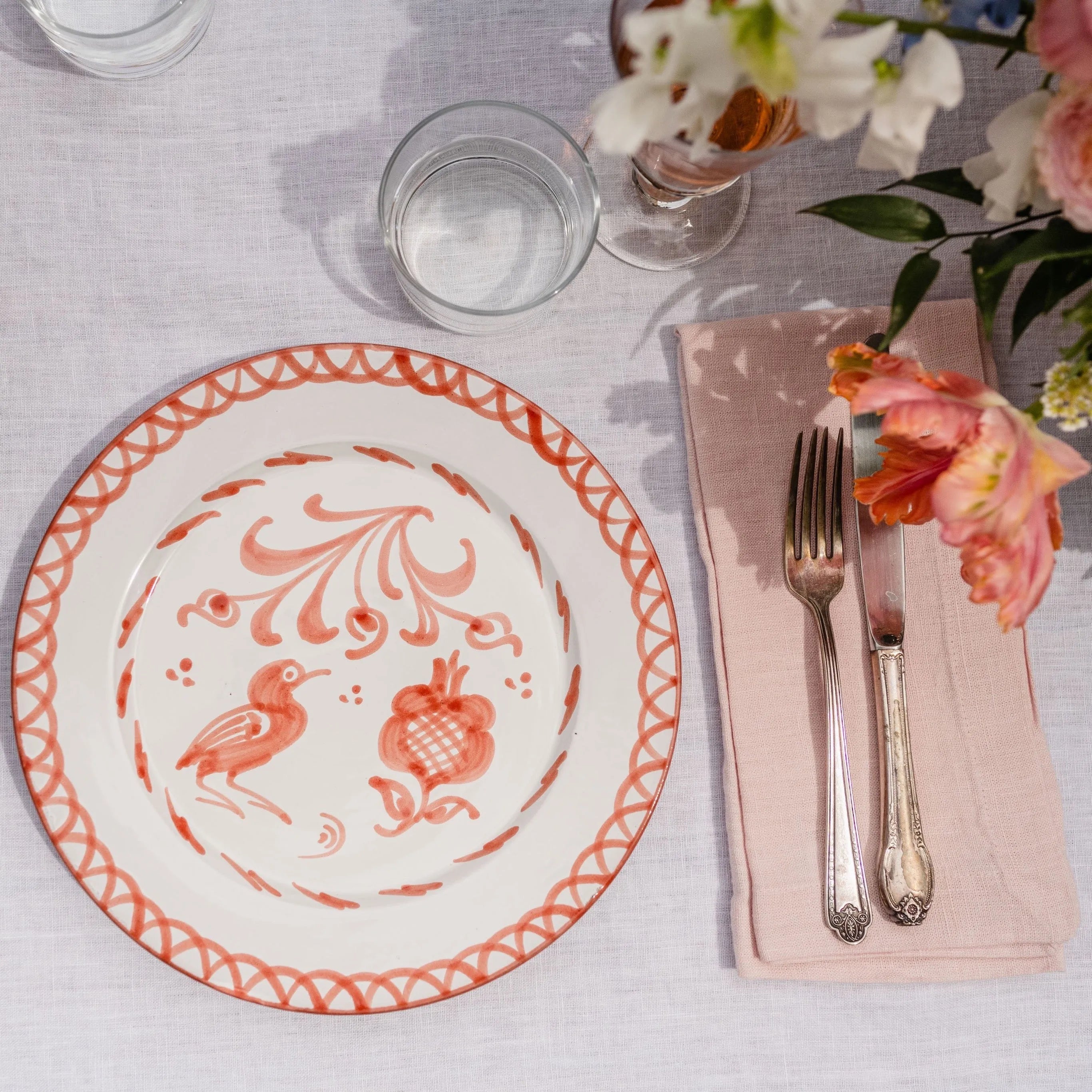 Dinner plate with hand painted designs