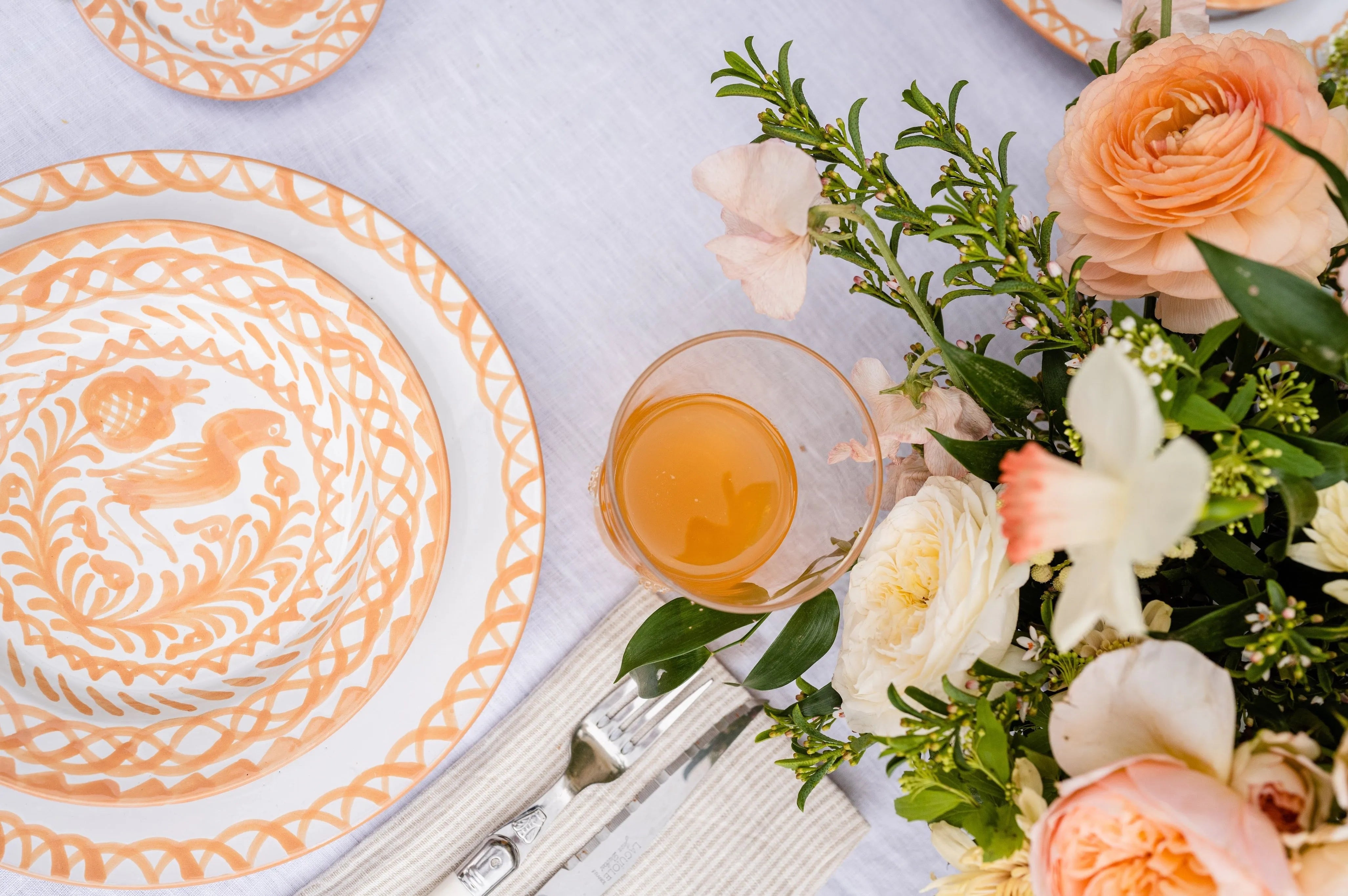 Salad plate with hand painted designs