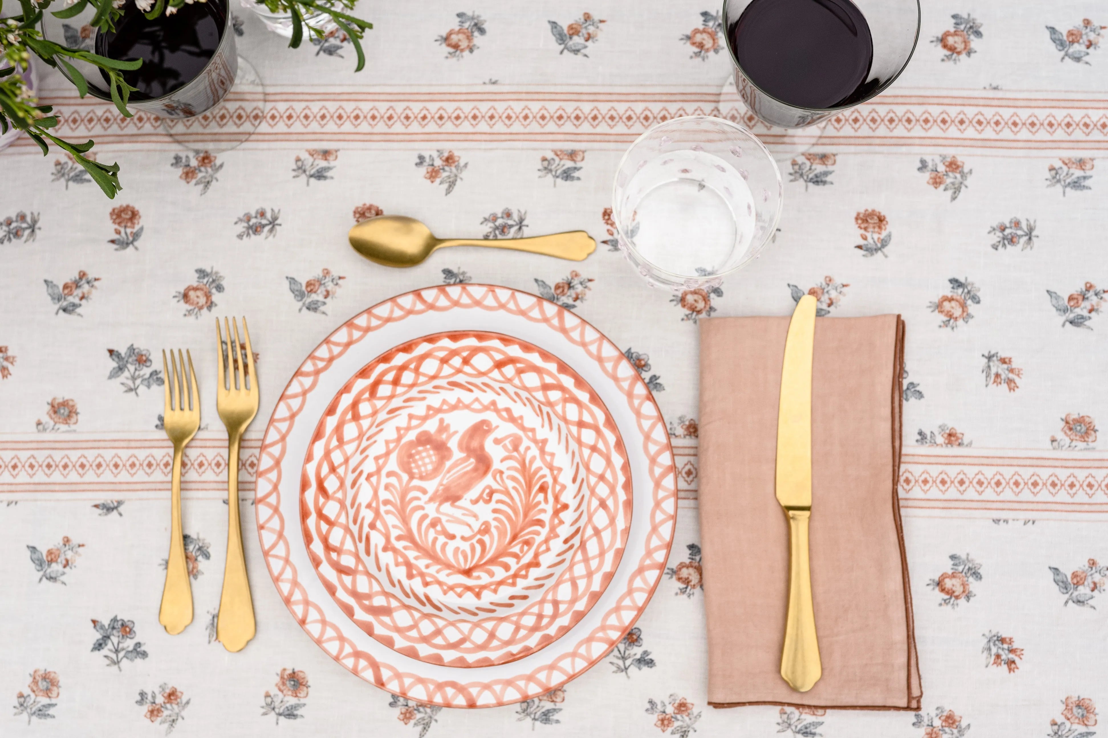 Salad plate with hand painted designs