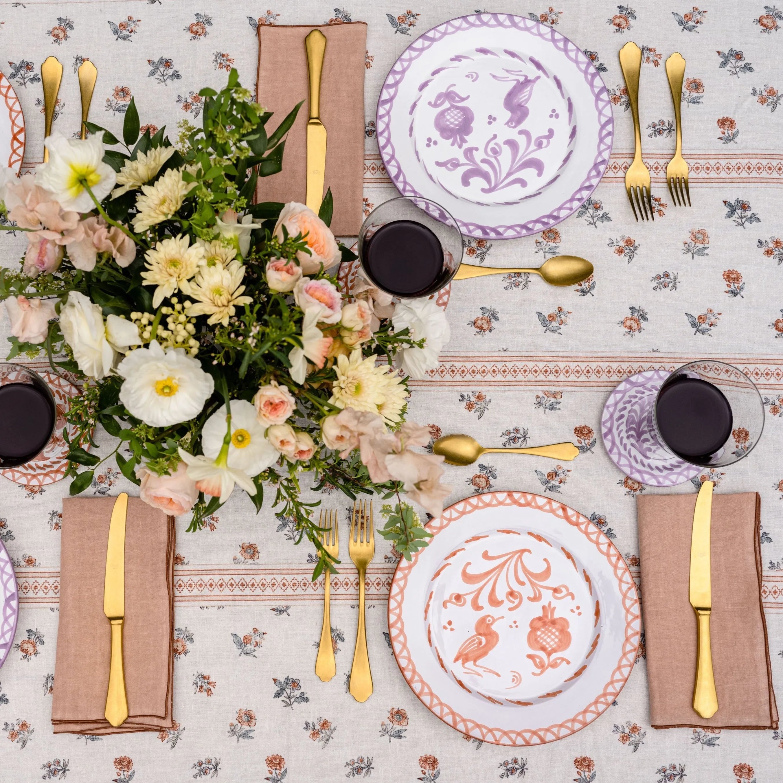 Dinner plate with hand painted designs