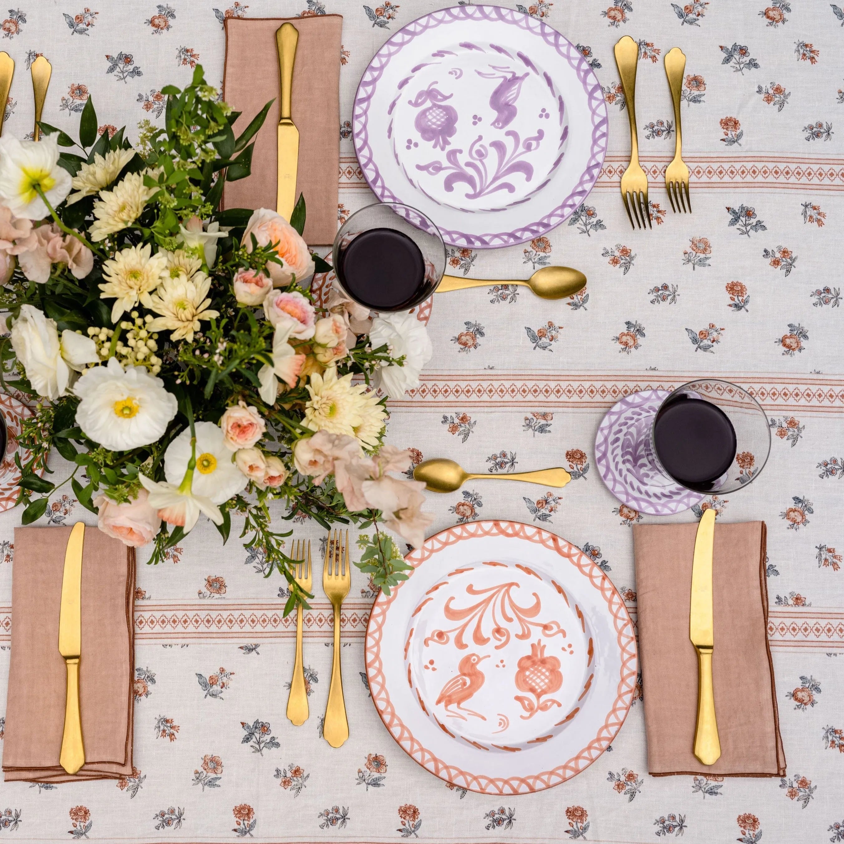 Dinner plate with hand painted designs