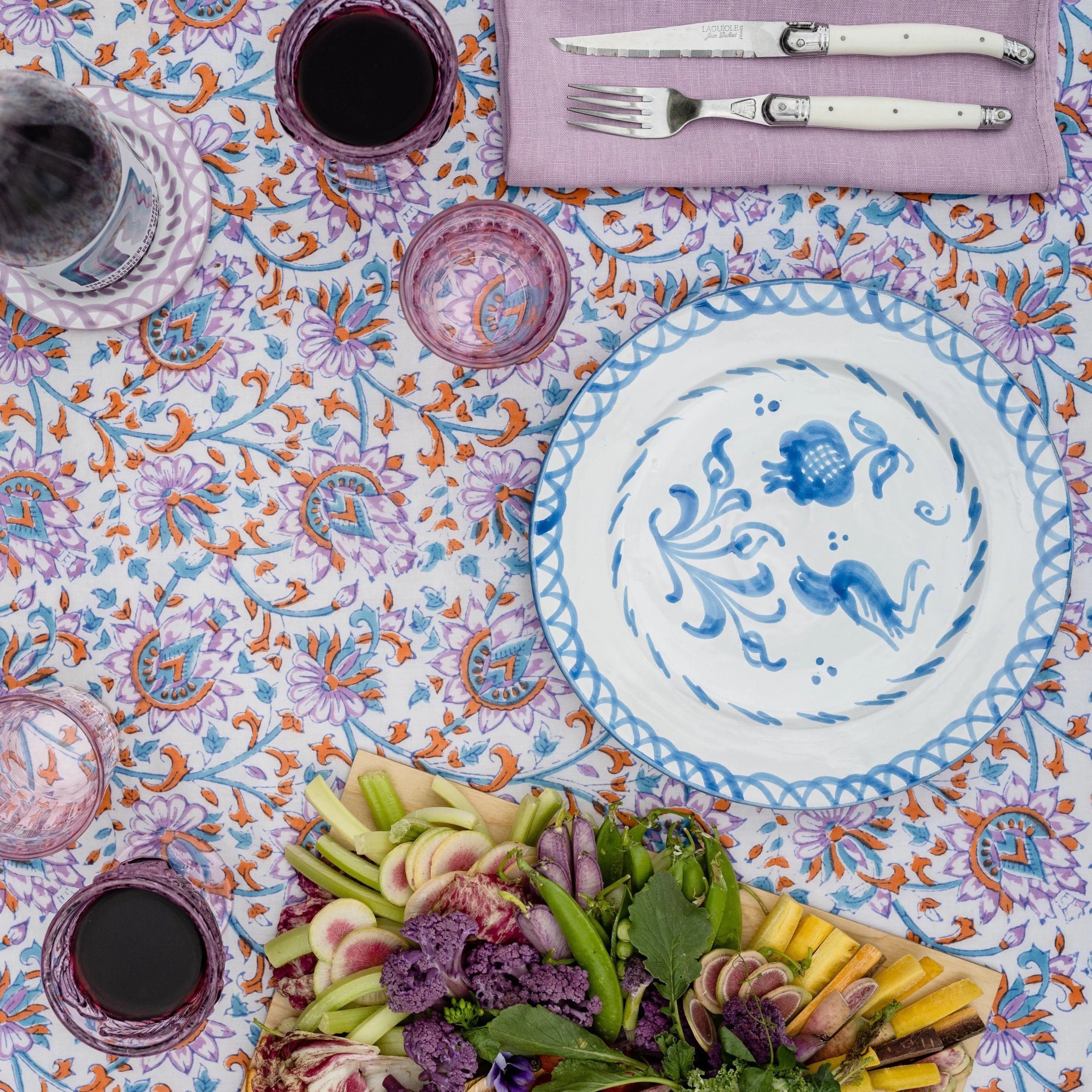 Dinner plate with hand painted designs